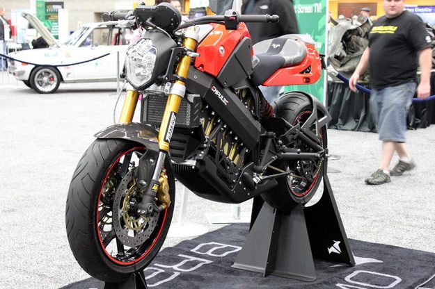 Brammo Empulse electric motorcycle preview front show stand electric bike