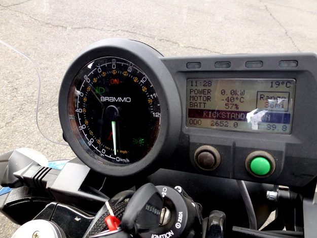 Brammo Empulse electric motorcycle preview speedometer dashboard electric vehicle controls