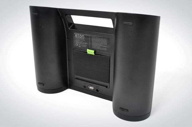 Eton Rukus Portable Bluetooth Speaker Solar Panel review bottom angle solar powered speakers audio