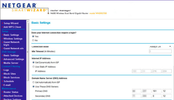 Netgear router DNS Servers (DNSChanger)
