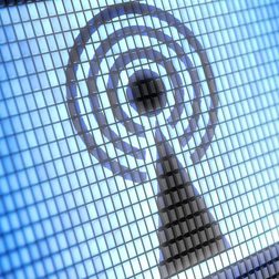 A radio frequency signal logo.