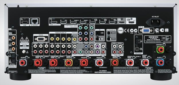 Onkyo TXNR818 back embed ports av receiver