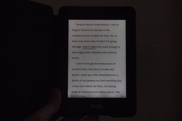 Amazon Kindle Paperwhite review front in dark ereader