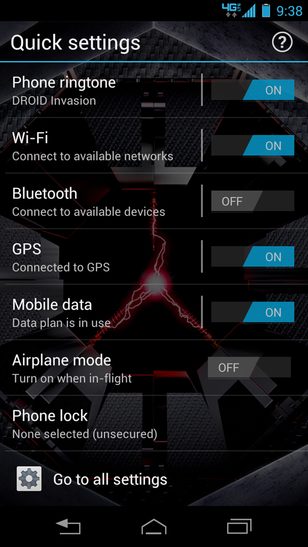 Droid RAZR MAXX HD review screenshot settings android motorola smartphone