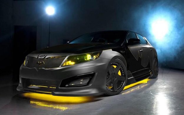 Kia Optima Batman front three-quarter view