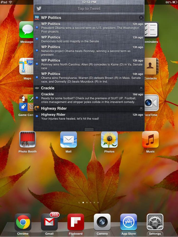 Apple iPad Mini review screenshot notifications iOS tablet