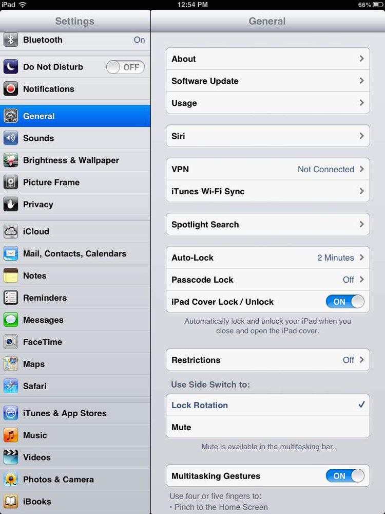 Apple iPad Mini review screenshot settings iOS tablet
