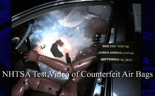 NHTSA counterfeit airbag test
