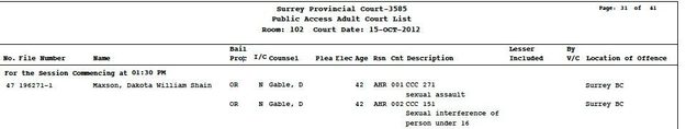 Maxson court appearance
