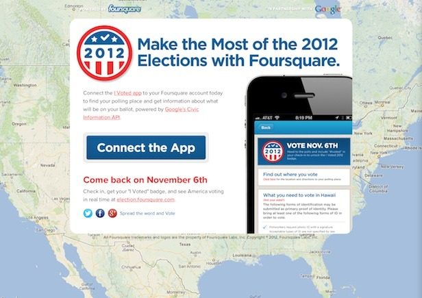 Foursqure I Voted map gives a real-time election day fix