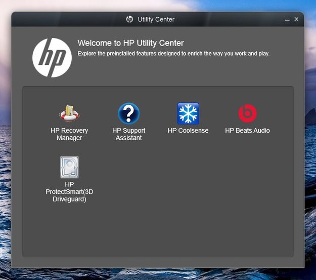 HP utility center app windows 8