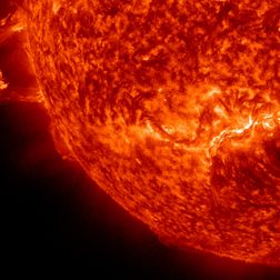 A close-up image of the sun.