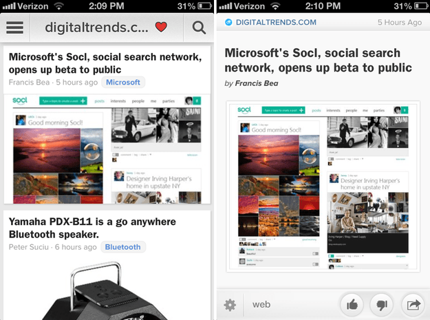 zite 2.0 interface