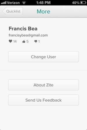 zite profile page