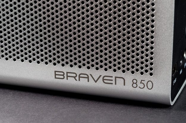 Braven 850 portable bluetooth speaker bottom angle macro