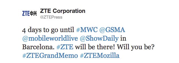 ZTE Grand Memo Tweet