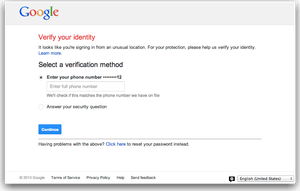 Google Verify Your Identity, We Think Something is Fishy