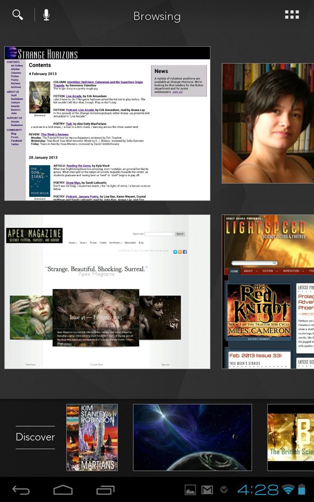 kobo arc screenshot browsing magazines discover