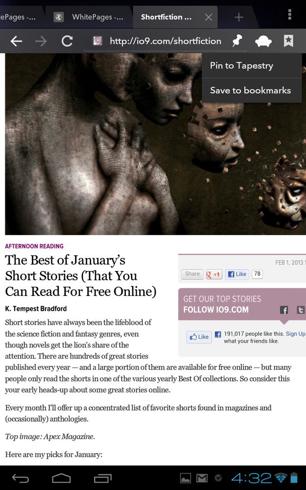 kobo arc screenshot browsing pinit