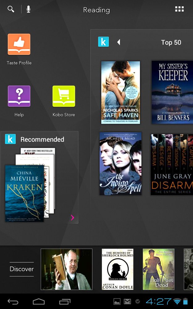 kobo arc screenshot discover reading