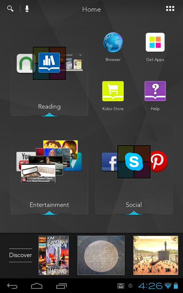 kobo arc screenshot discover