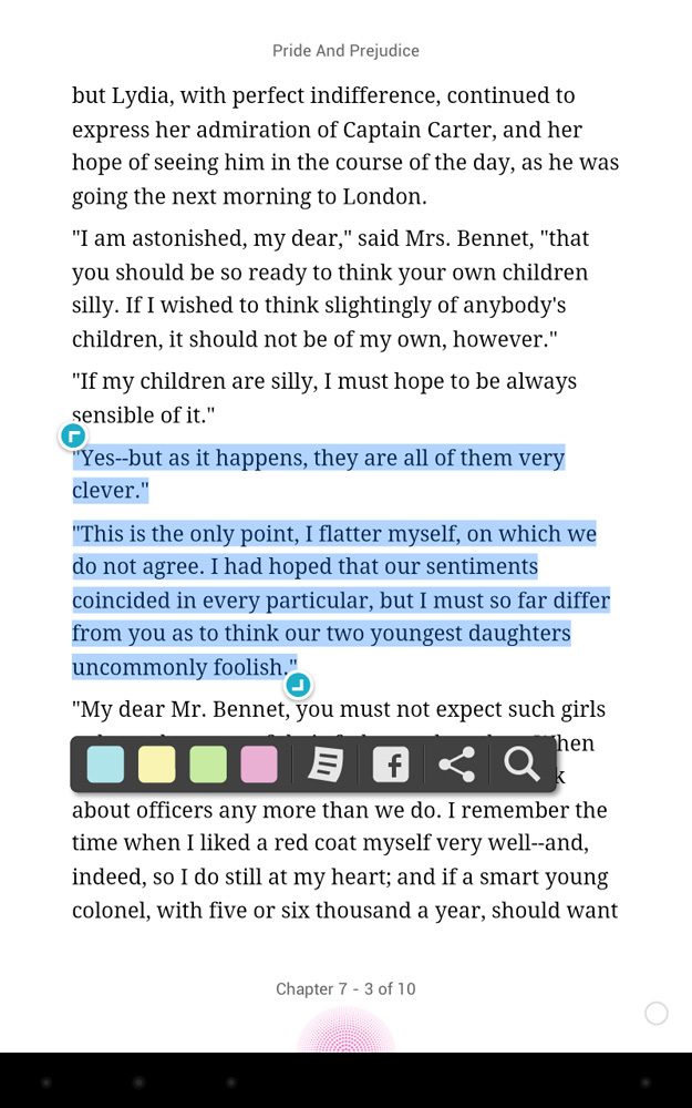 kobo arc screenshot text select share