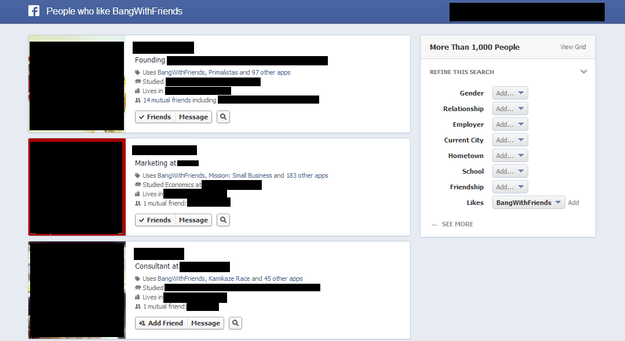bang with friends graph search