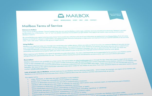 Terms & Conditions Mailbox