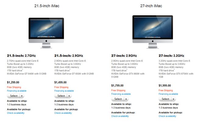 Apple iMacs with new shipping times