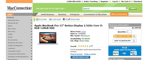MacConnection_13inch MacBook Pro Retina price drop