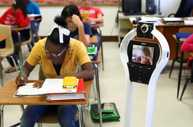 VGo student in class hires