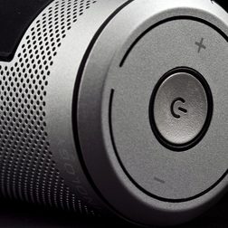 definitive technology sound cylinder side mounted io buttons