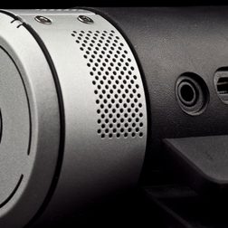 definitive technology sound cylinder side mounted io buttons power volume toggle 3.5 mm audio input jack
