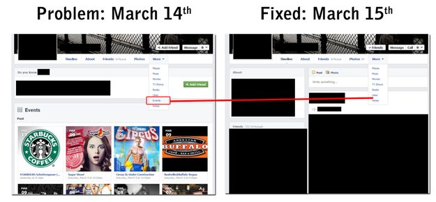 facebook timeline update events issue