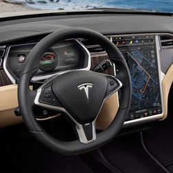 tesla model s ev interior touchscreen
