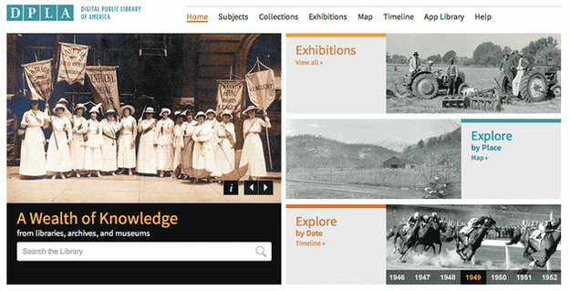 Digital Public Library of America prototype home screen