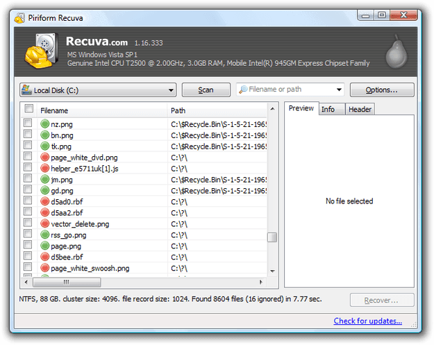 Recuva Hard Drive Recovery