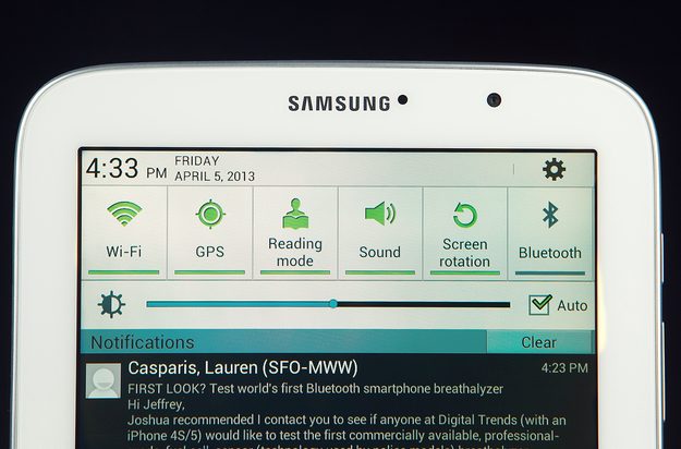 Samsung Galaxy Note 8.0 Review top settings