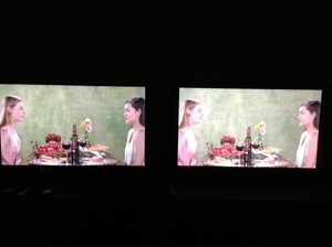 Panasonic's Viera ZT60 panel on the left versus the last generation Pioneer Elite Kuro panel.