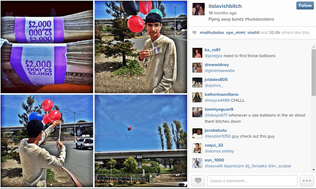 itslavishbitch sends money away on a balloon