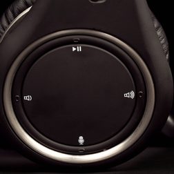 polk ultrafocus 8000 active noise canceling headphones on ear apple microphone and audio control buttons