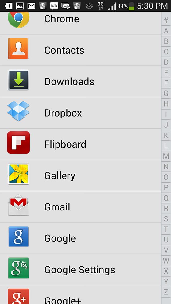 samsung galaxy s4 screenshot index