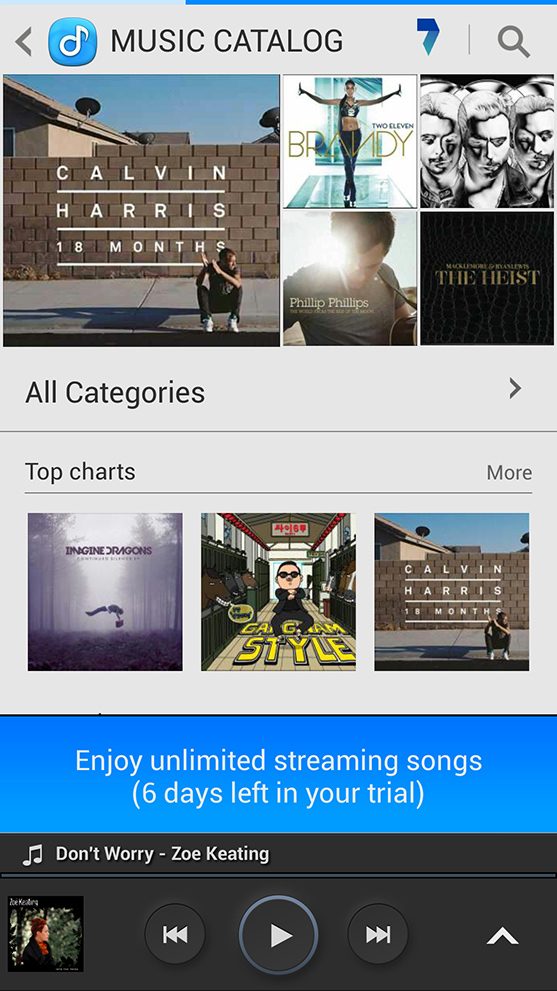 samsung galaxy s4 screenshot music catalog