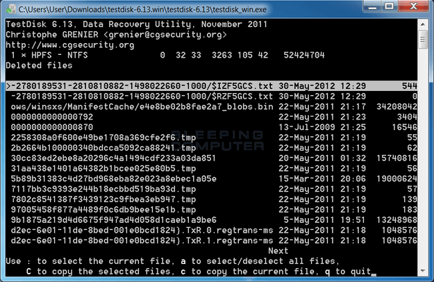 TestDisk Hard Drive Recovery