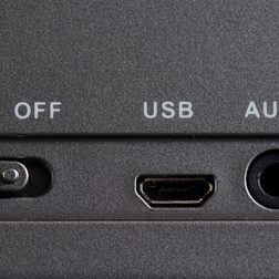 westinghouse unplug bluetooth sound system um100bk main power switch 3.5mm audio in port micro usb charging input
