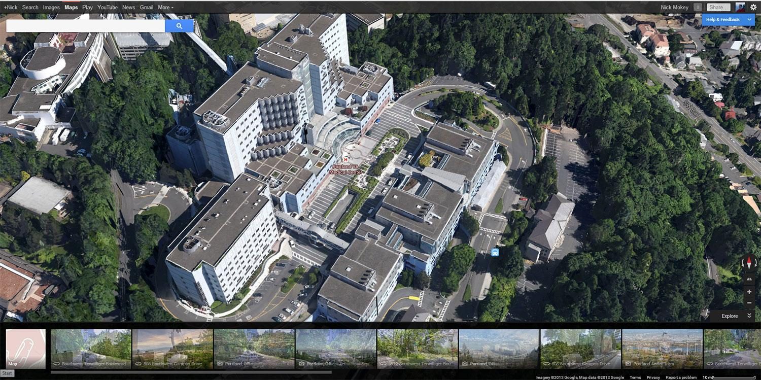 Google conquers cartography 3d VA hospital2