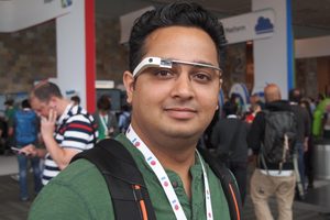 Google Glass wearer Tejas