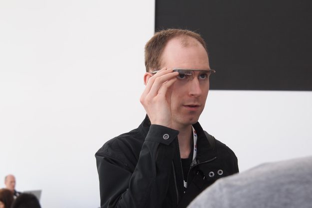Glass user staring