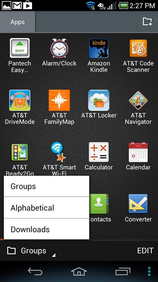 Pantech Discover Phone screen shot apps