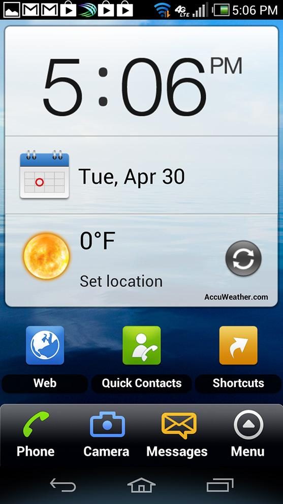 Pantech Discover Phone screen shot time